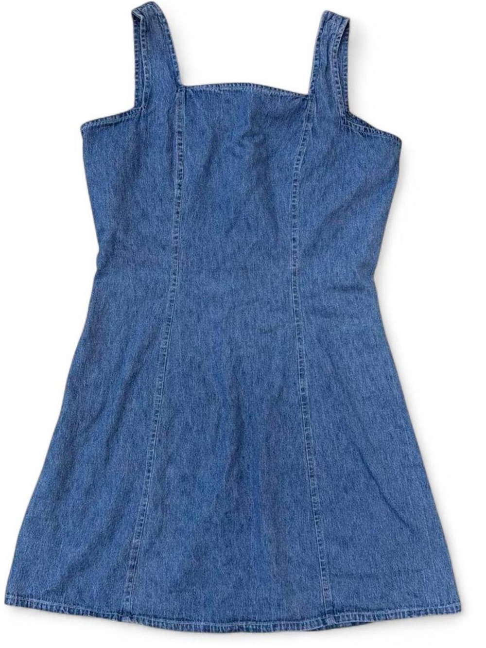 Vintage Y2K Denim Pinafore Mini Dress Blue Size 4